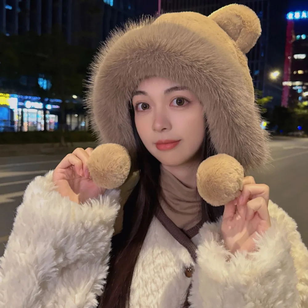 Solid Color Furry Winter Hat