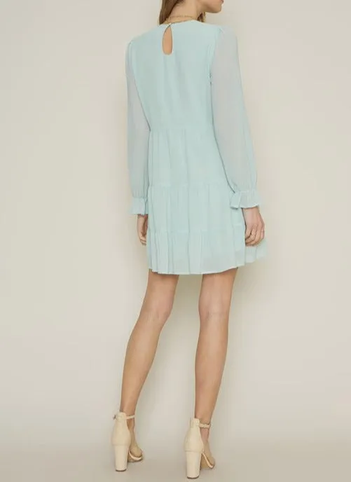 Spring Occasions Light Sage Baby Doll Chiffon Dress