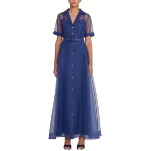 Staud Millie Navy Organza Maxi Dress