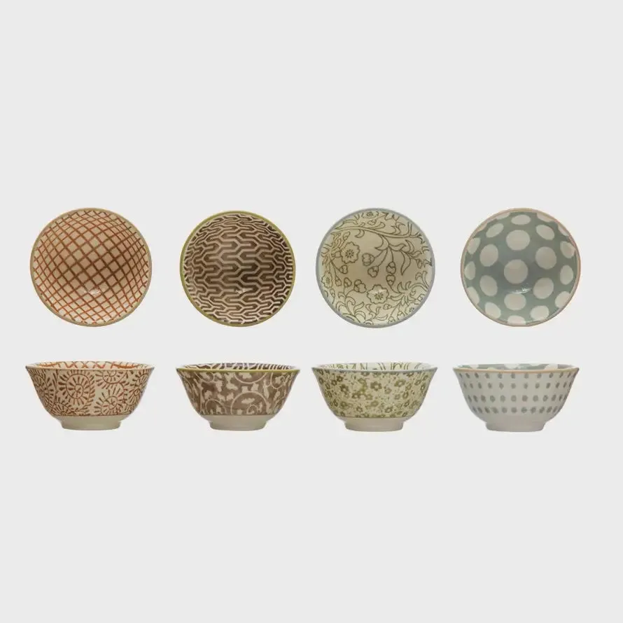 STONEWARE PINCH POT WITH PATTERN