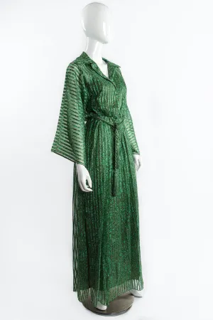 Striped Chiffon Kimono Sleeve Dress
