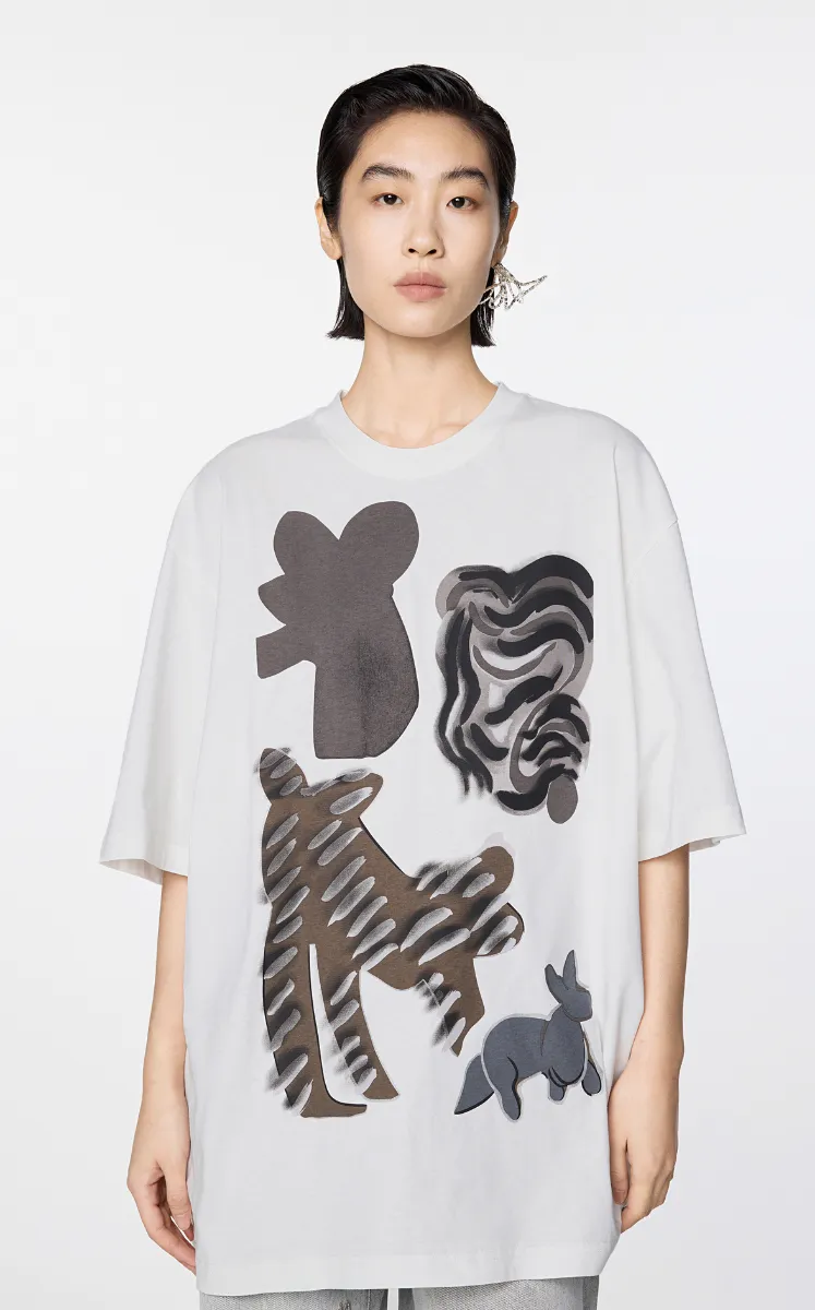 T-shirt / JNBY Oversized Chic Cat Graphic T-Shirt