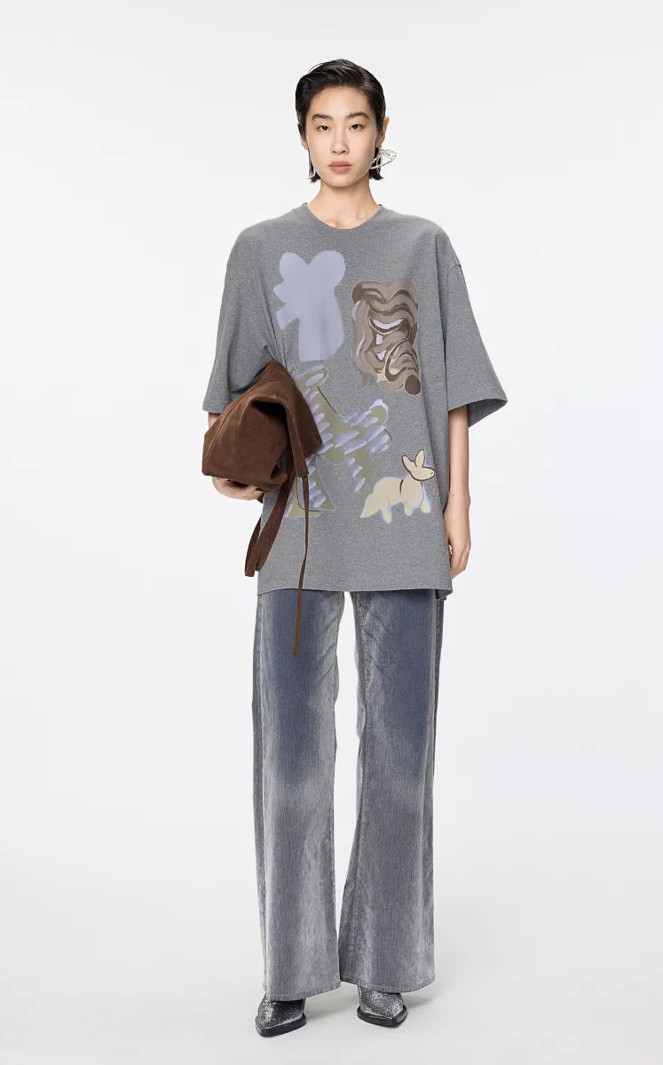 T-shirt / JNBY Oversized Chic Cat Graphic T-Shirt