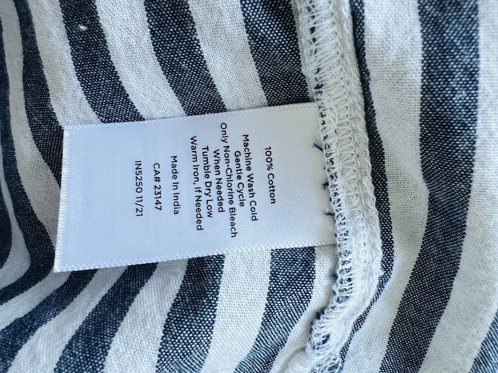 TALBOTS Tassel Tie Neck Blouse Sz S White Black Stripe Shirt Ruche Sleeve Boho