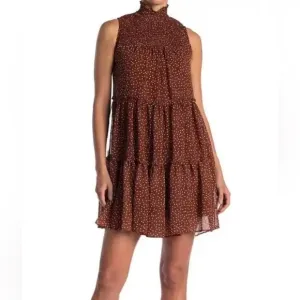 Taylor Dot Print A-Line Chiffon Dress Terra Ivory Size M $119
