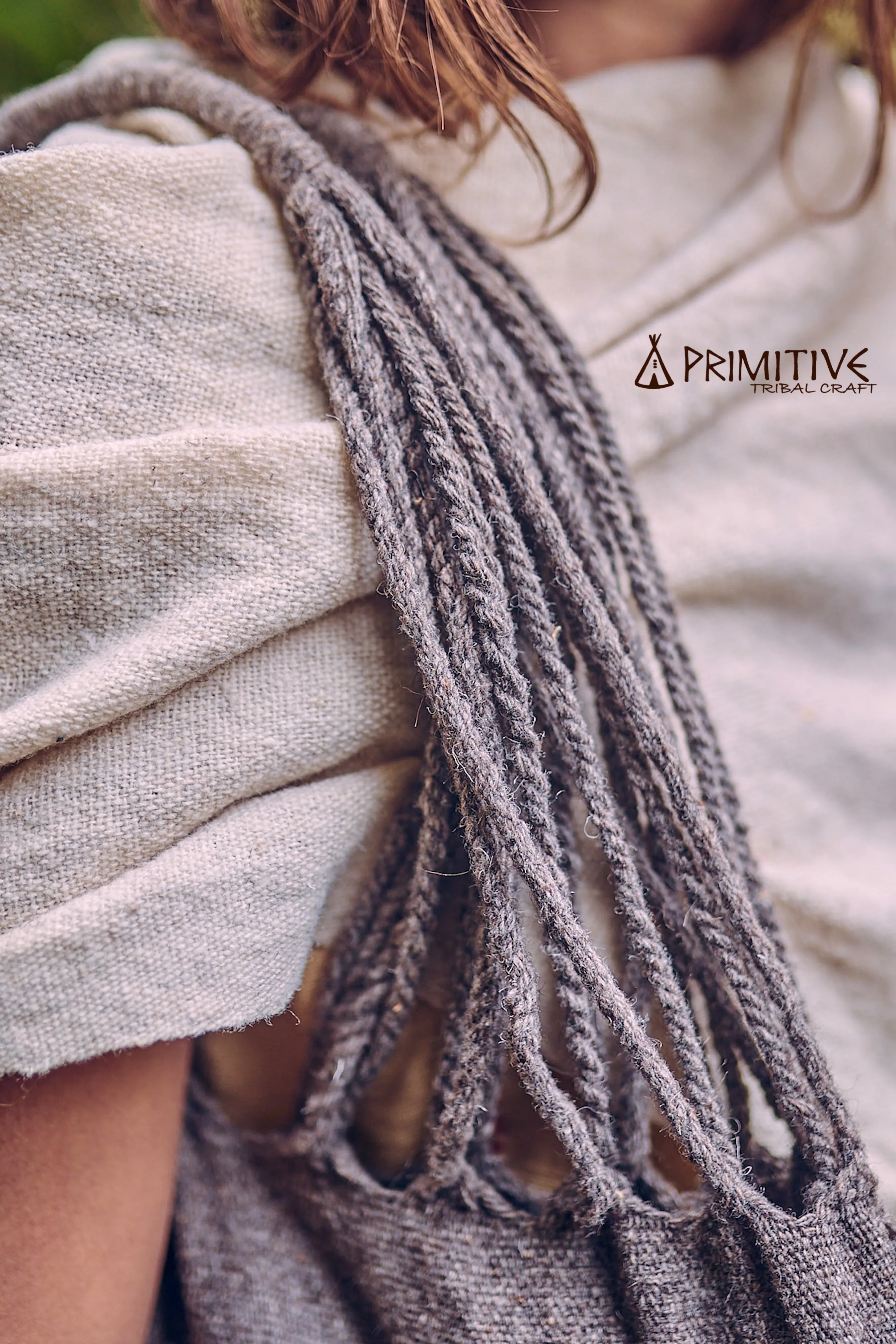 Traditional Backstrap Loom Natural Wool Bag ๑⋙ with Tribal Embroidery