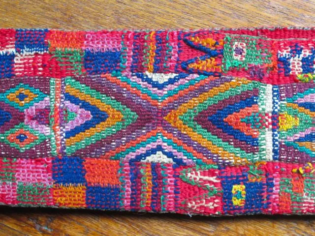 Traditional Striped and Embroidered Belt from Nebaj