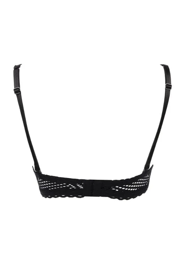 Tressage Graphic Strapless Bra  - Black