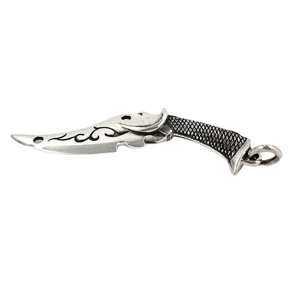 Tribal Blade Knife Sterling Silver Pendant