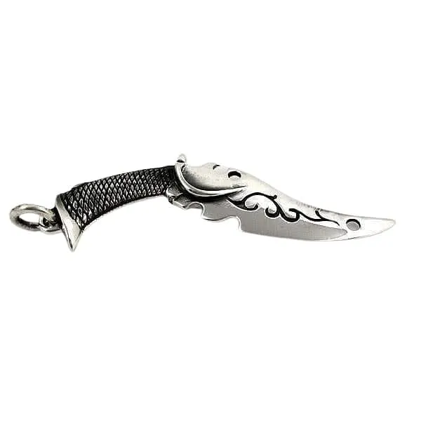 Tribal Blade Knife Sterling Silver Pendant