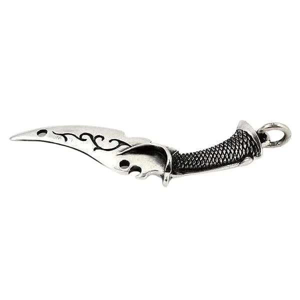 Tribal Blade Knife Sterling Silver Pendant