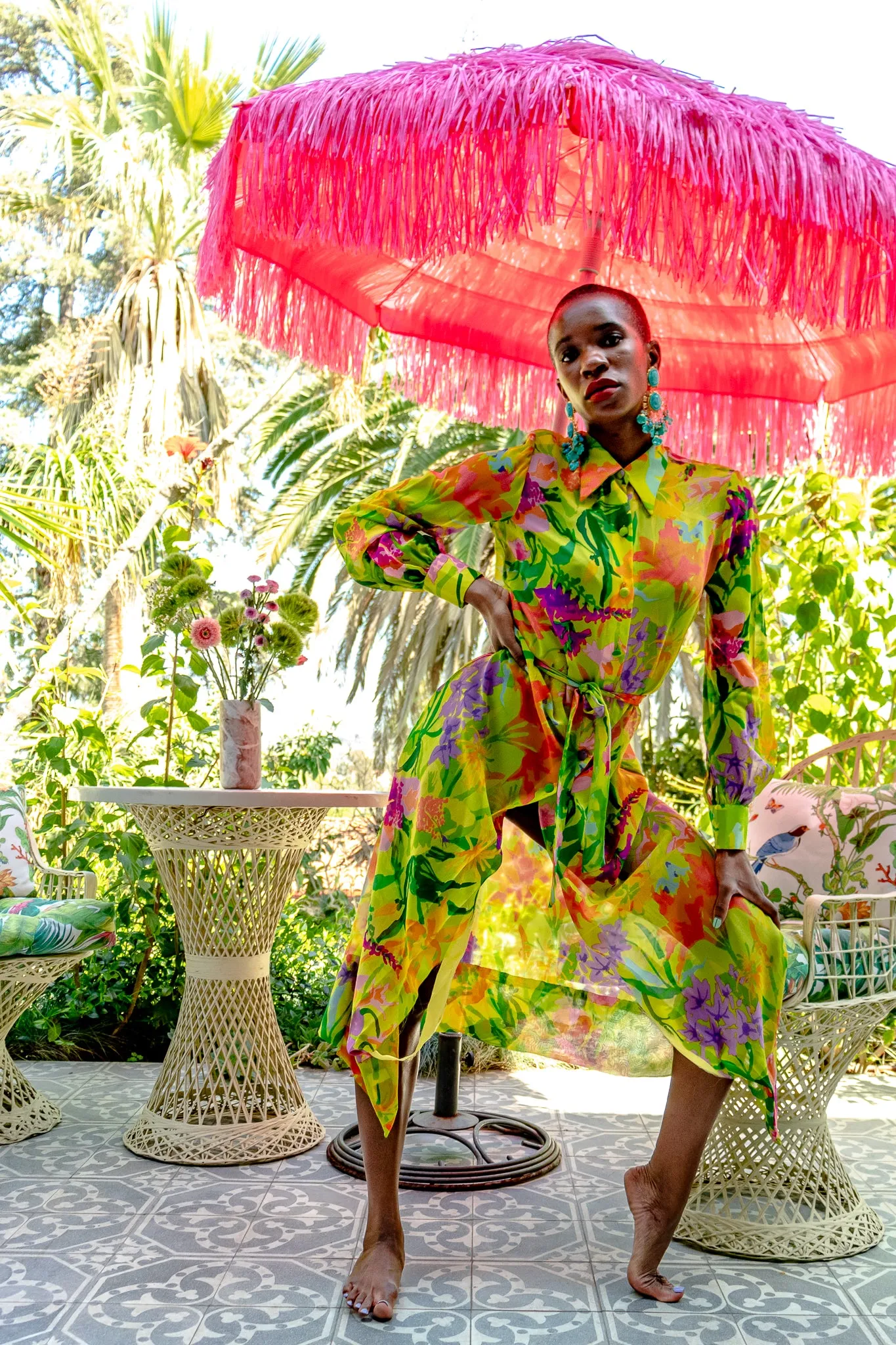 Tropical Chiffon Duster Dress