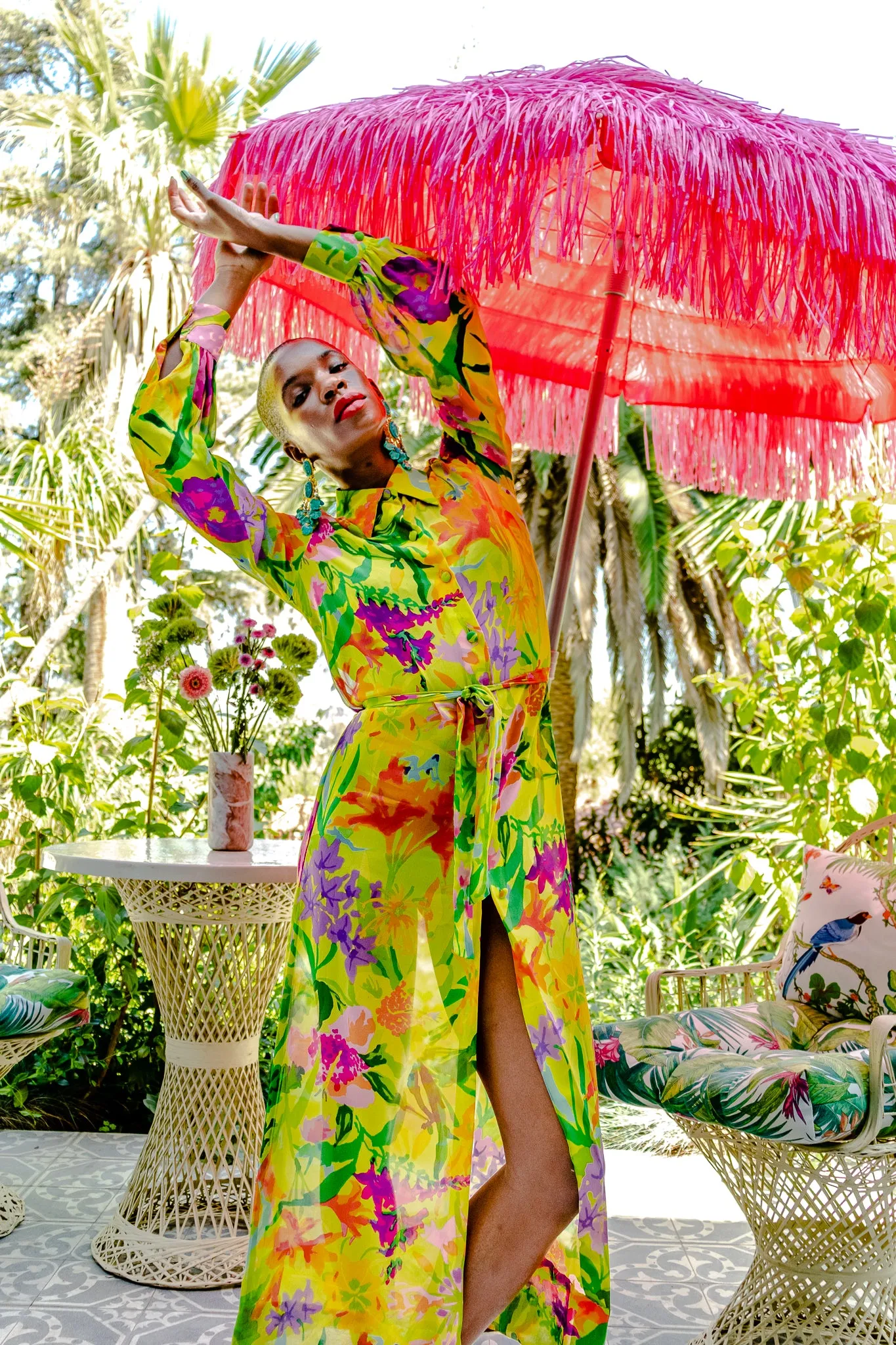 Tropical Chiffon Duster Dress