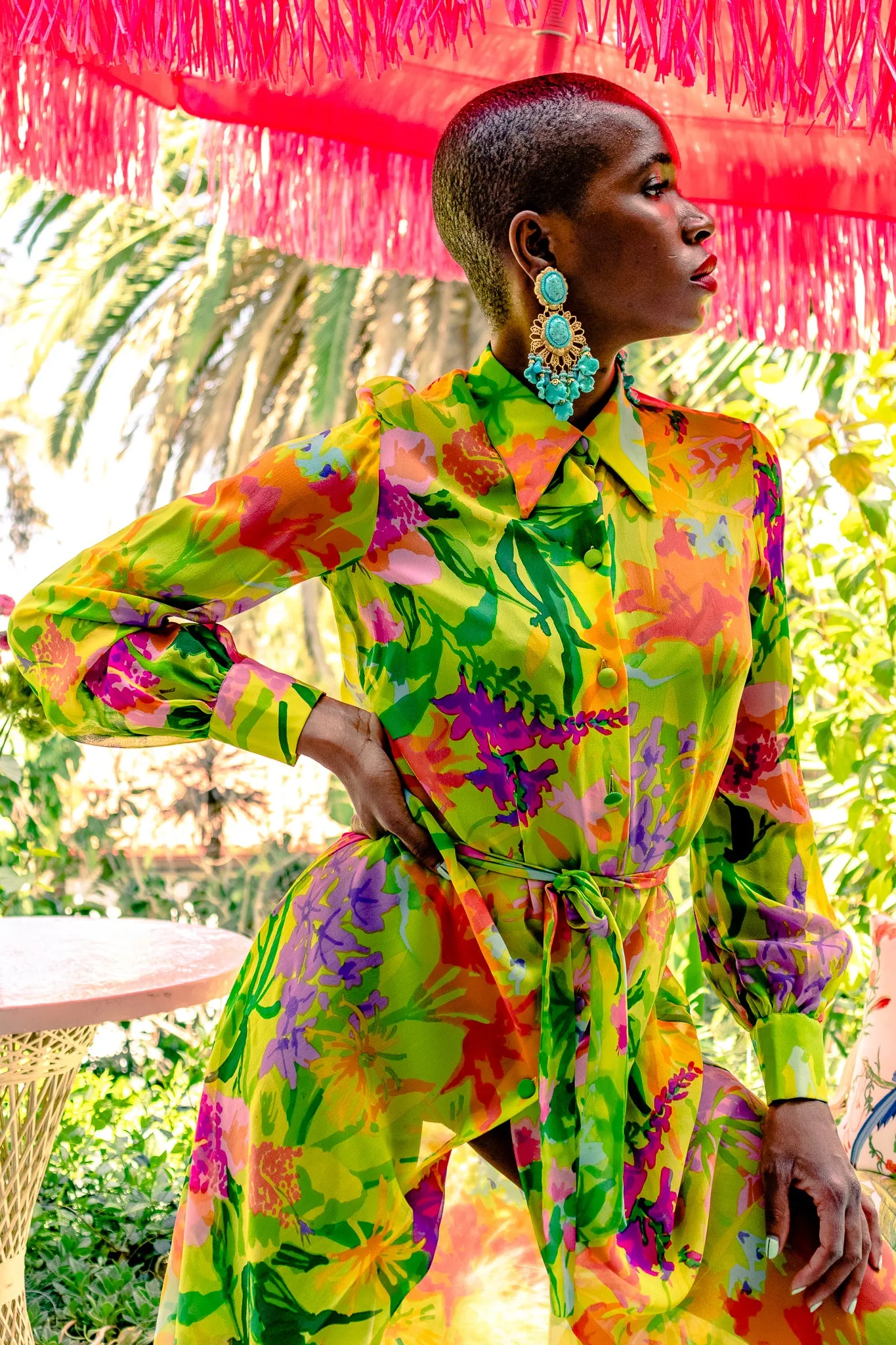 Tropical Chiffon Duster Dress