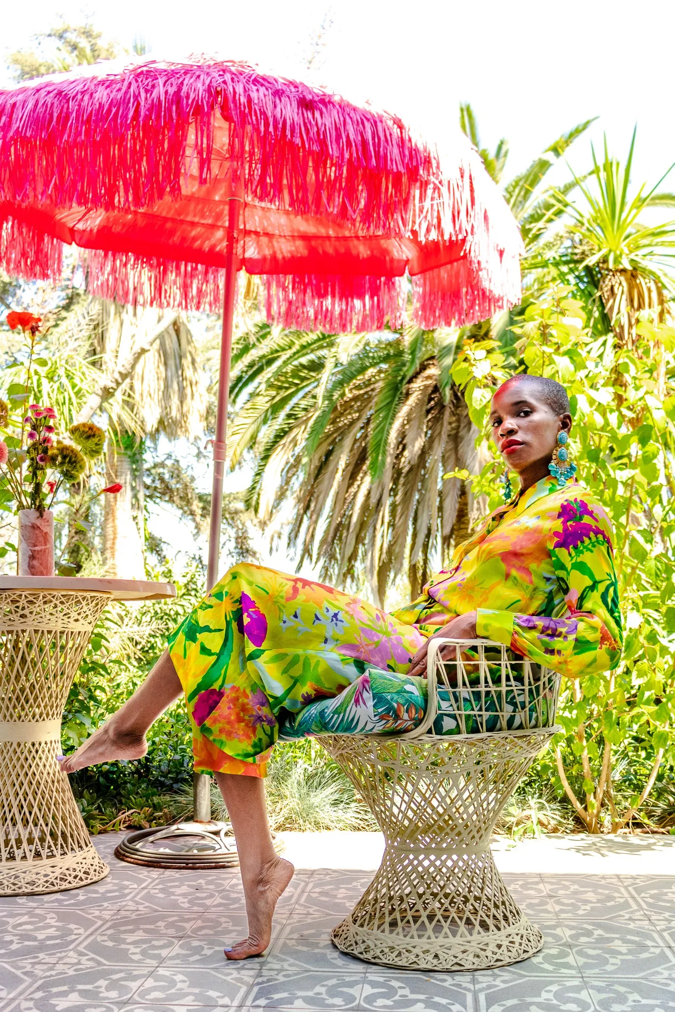 Tropical Chiffon Duster Dress