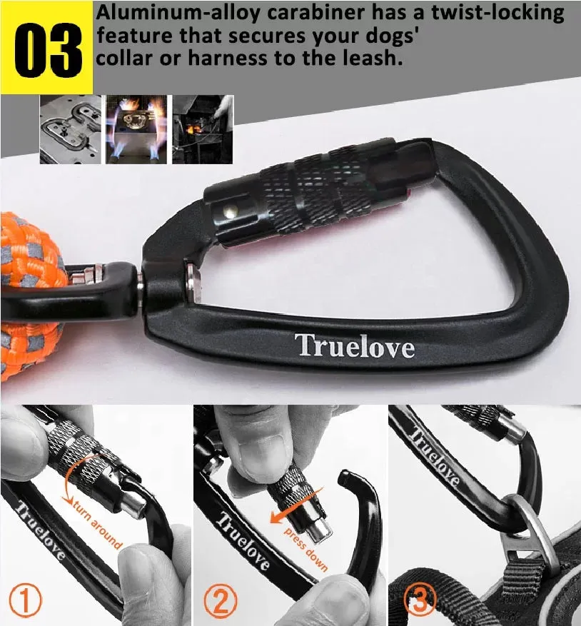TrueLove Rope Dog Leash - Reflective and Soft Neoprene Comfort Handle TLL2571