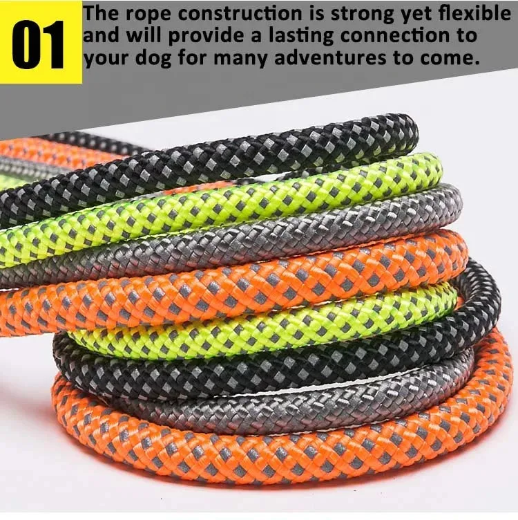 TrueLove Rope Dog Leash - Reflective and Soft Neoprene Comfort Handle TLL2571