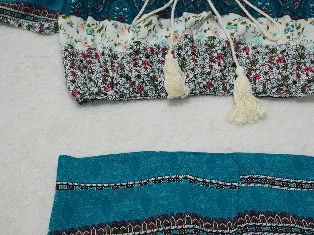 Tube Top Printed Skirt Beach Set
