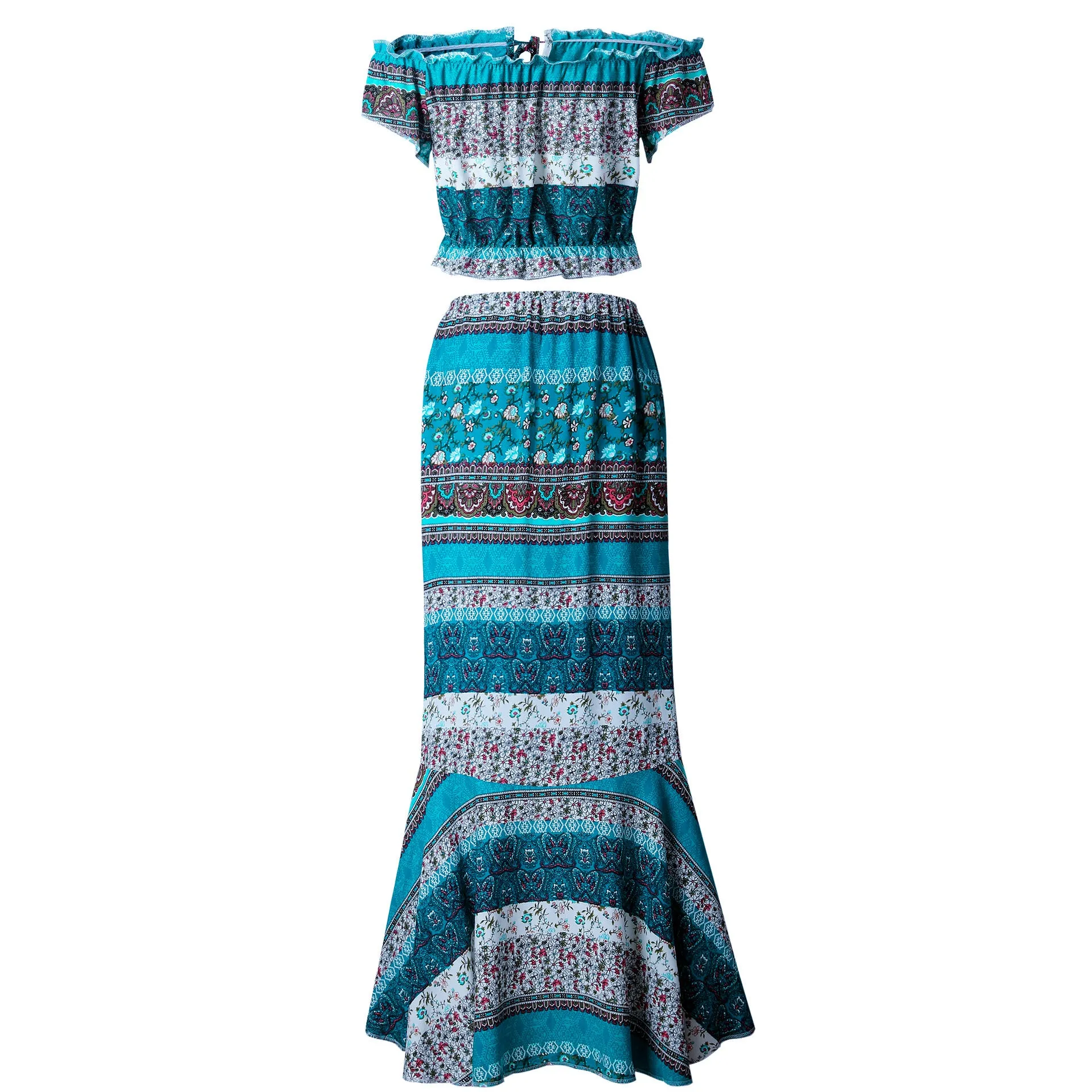 Tube Top Printed Skirt Beach Set