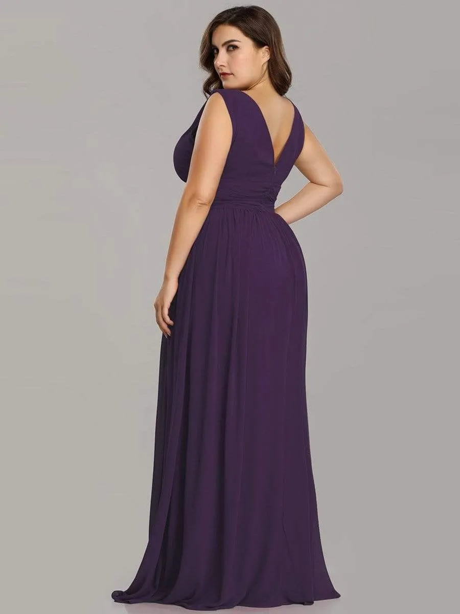 Veda V neck and back classic chiffon bridesmaid dress in dark purple Express NZ wide