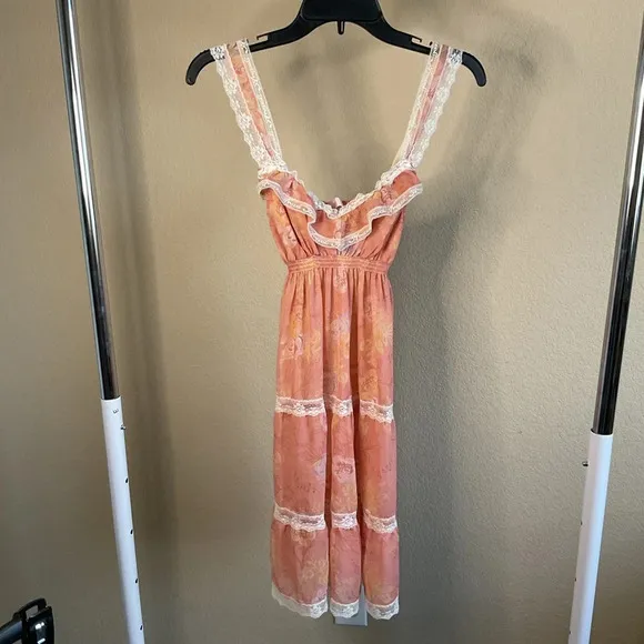 Victorias Secret Angels Womens Vintage Pink Floral Sheer Chiffon Mini Dress