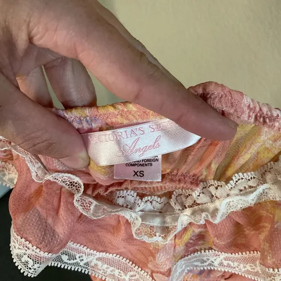 Victorias Secret Angels Womens Vintage Pink Floral Sheer Chiffon Mini Dress
