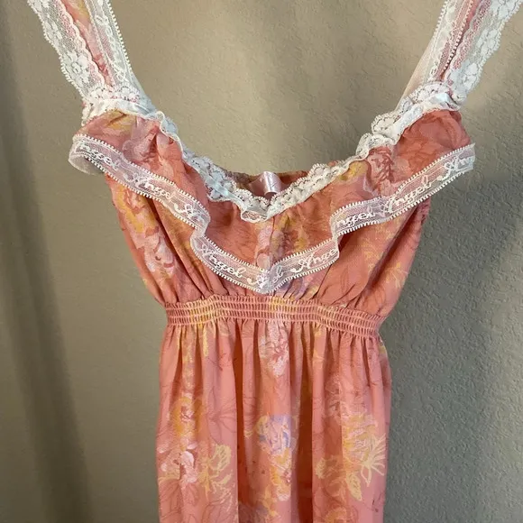 Victorias Secret Angels Womens Vintage Pink Floral Sheer Chiffon Mini Dress