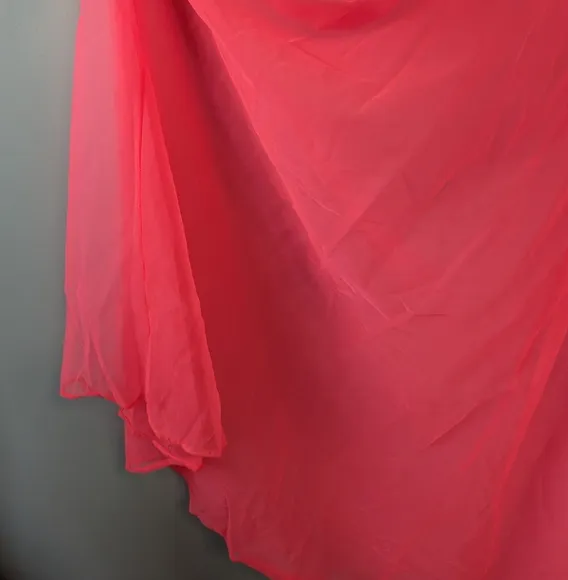 Vintage Mid-century Neon Pink Sheer Nylon Long Nightgown Babydoll