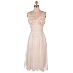 Vintage Sheer & Lace 2PC Peignoir Pink 1950s Classic Eye-Ful Label Small 34