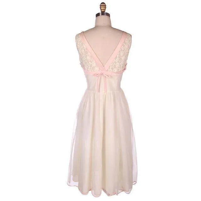 Vintage Sheer & Lace 2PC Peignoir Pink 1950s Classic Eye-Ful Label Small 34