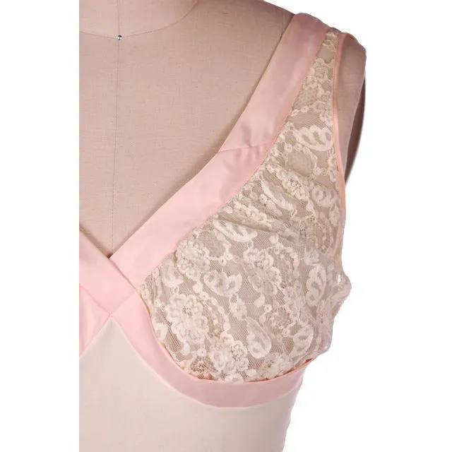 Vintage Sheer & Lace 2PC Peignoir Pink 1950s Classic Eye-Ful Label Small 34