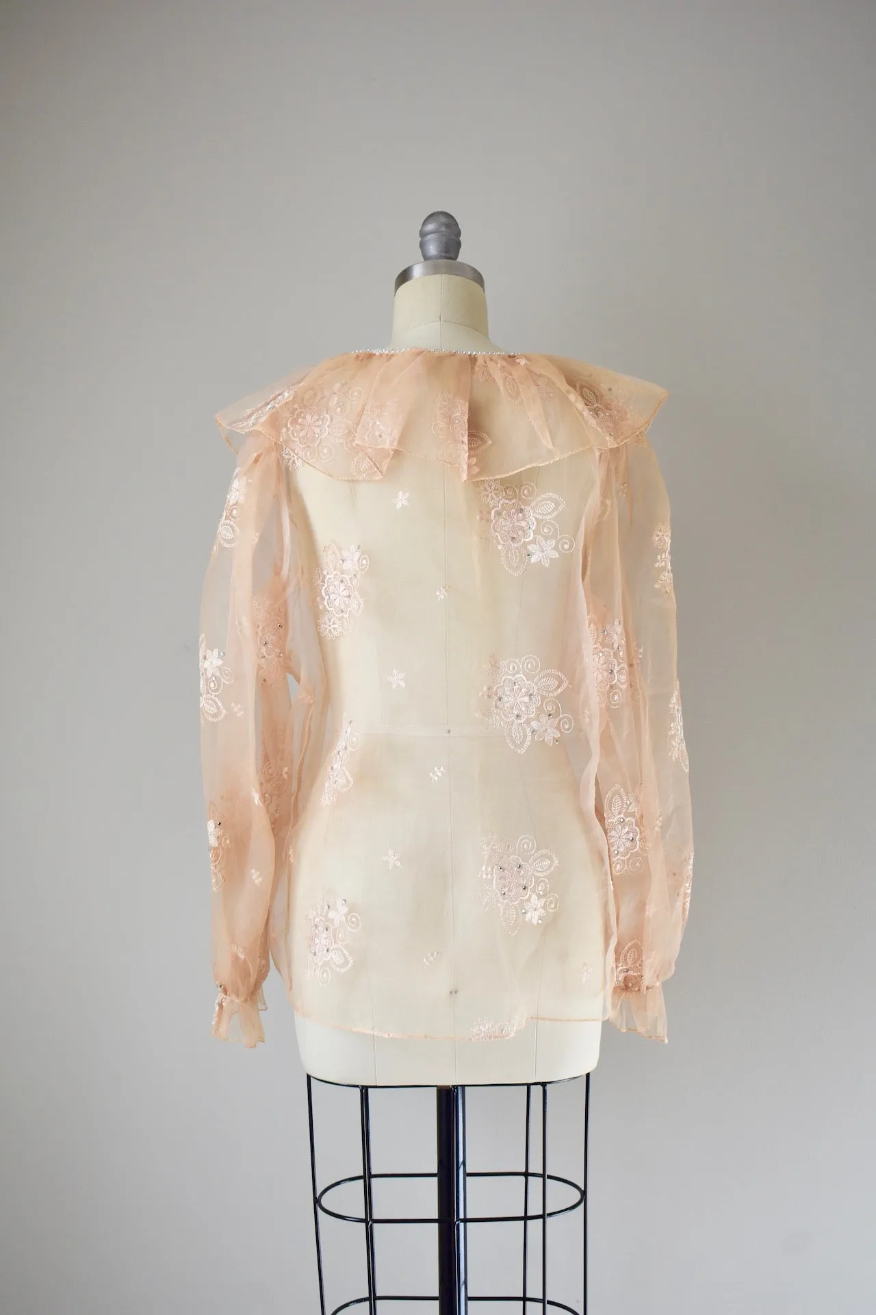 Vintage Sheer Ruffled Organza Top