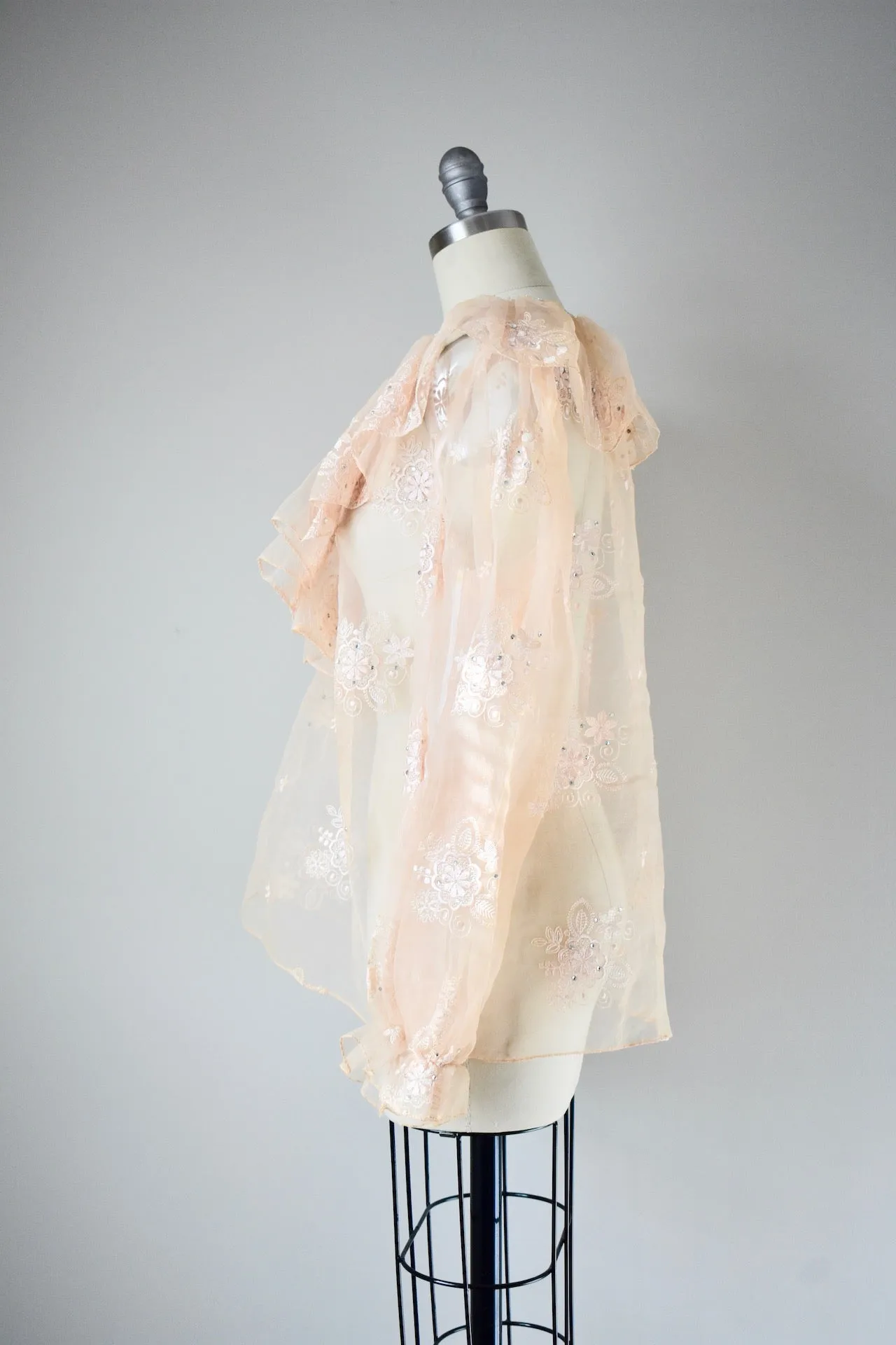 Vintage Sheer Ruffled Organza Top