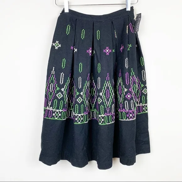 Vintage | Tribal Embroidered Wool Circle Skirt