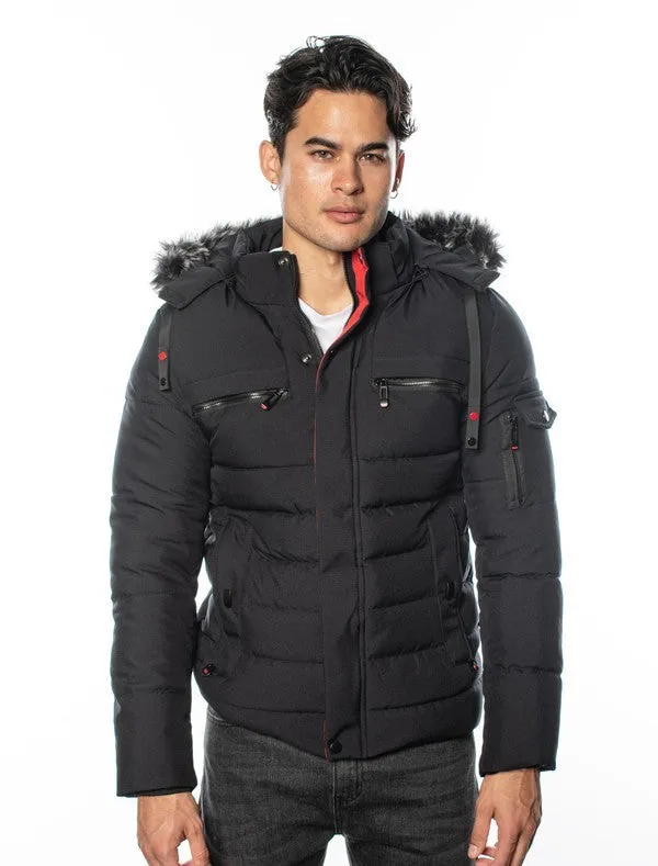VPJ-13 Luxe Furry Hooded Puffy Jacket for Men 6 PACK