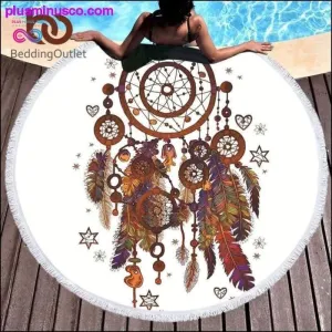 Watercolor Tassel Dream-CatcherTapestry/Round Beach Towel