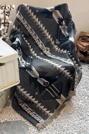 Western Pattern Tasseled Large Blanket
