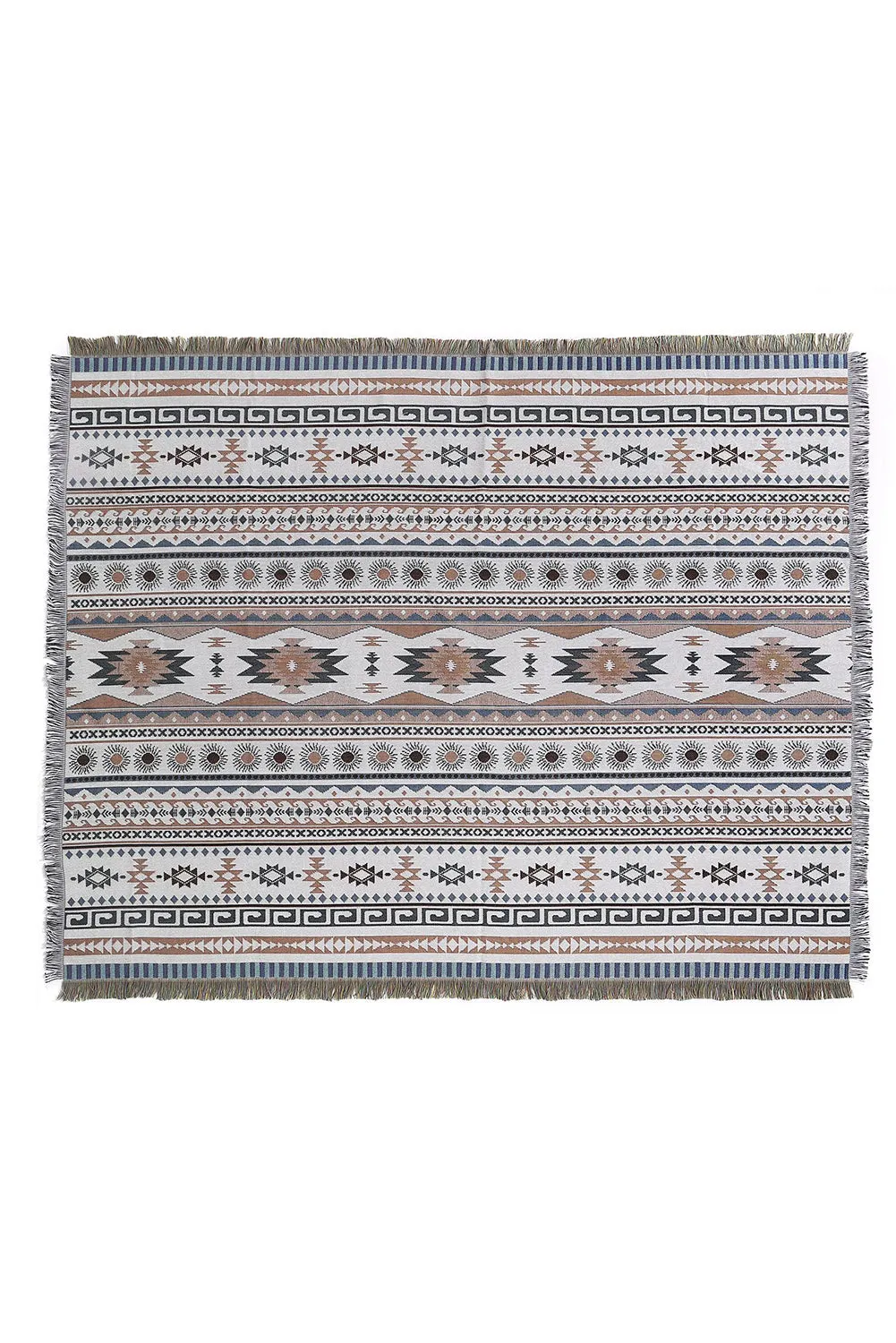 Western Pattern Tasseled Large Blanket