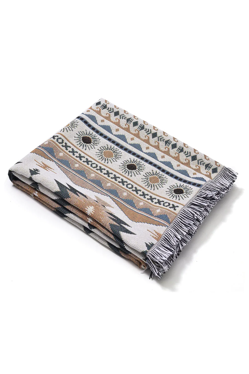 Western Pattern Tasseled Large Blanket
