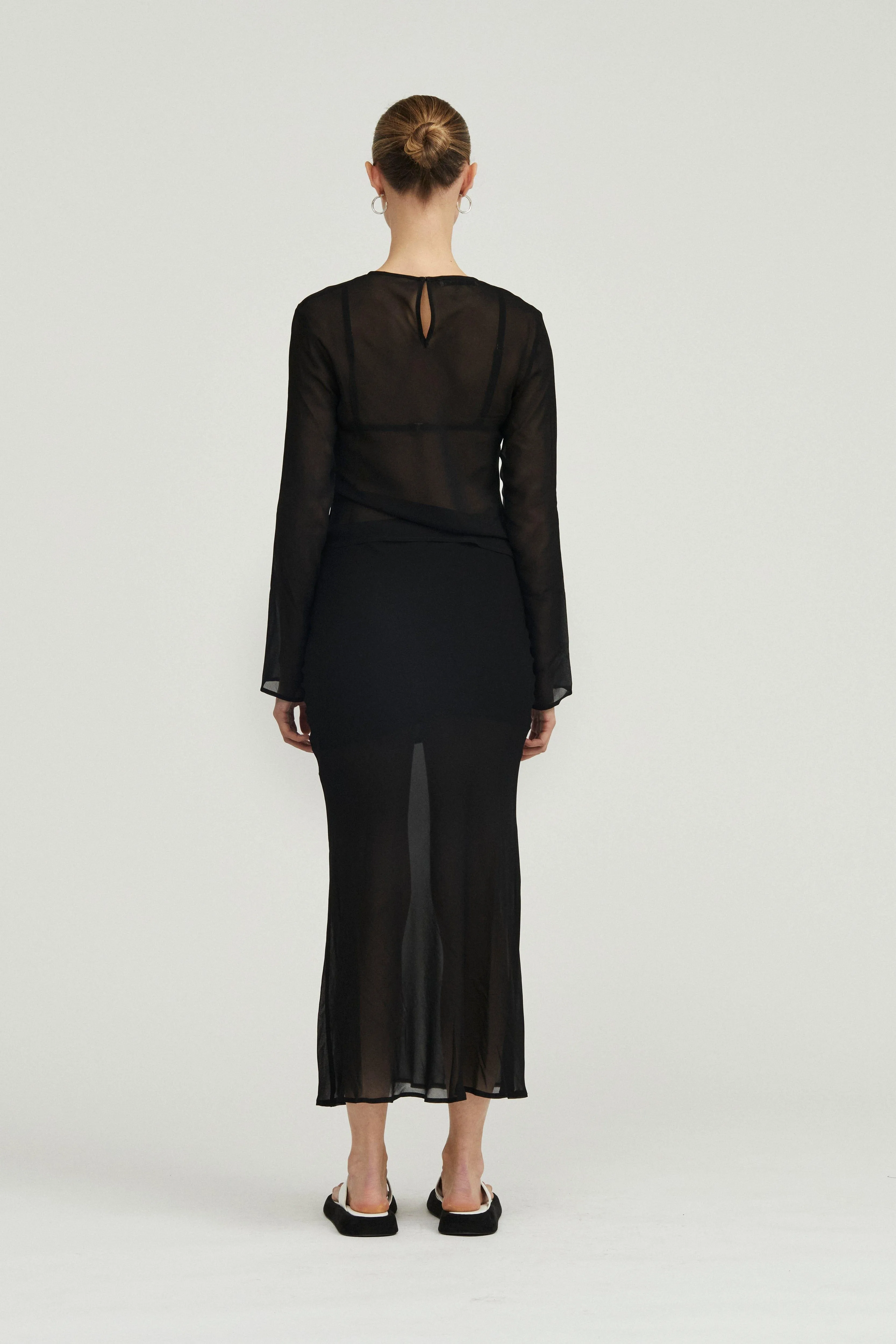 WISTERIA SHEER BIAS SKIRT | BLACK