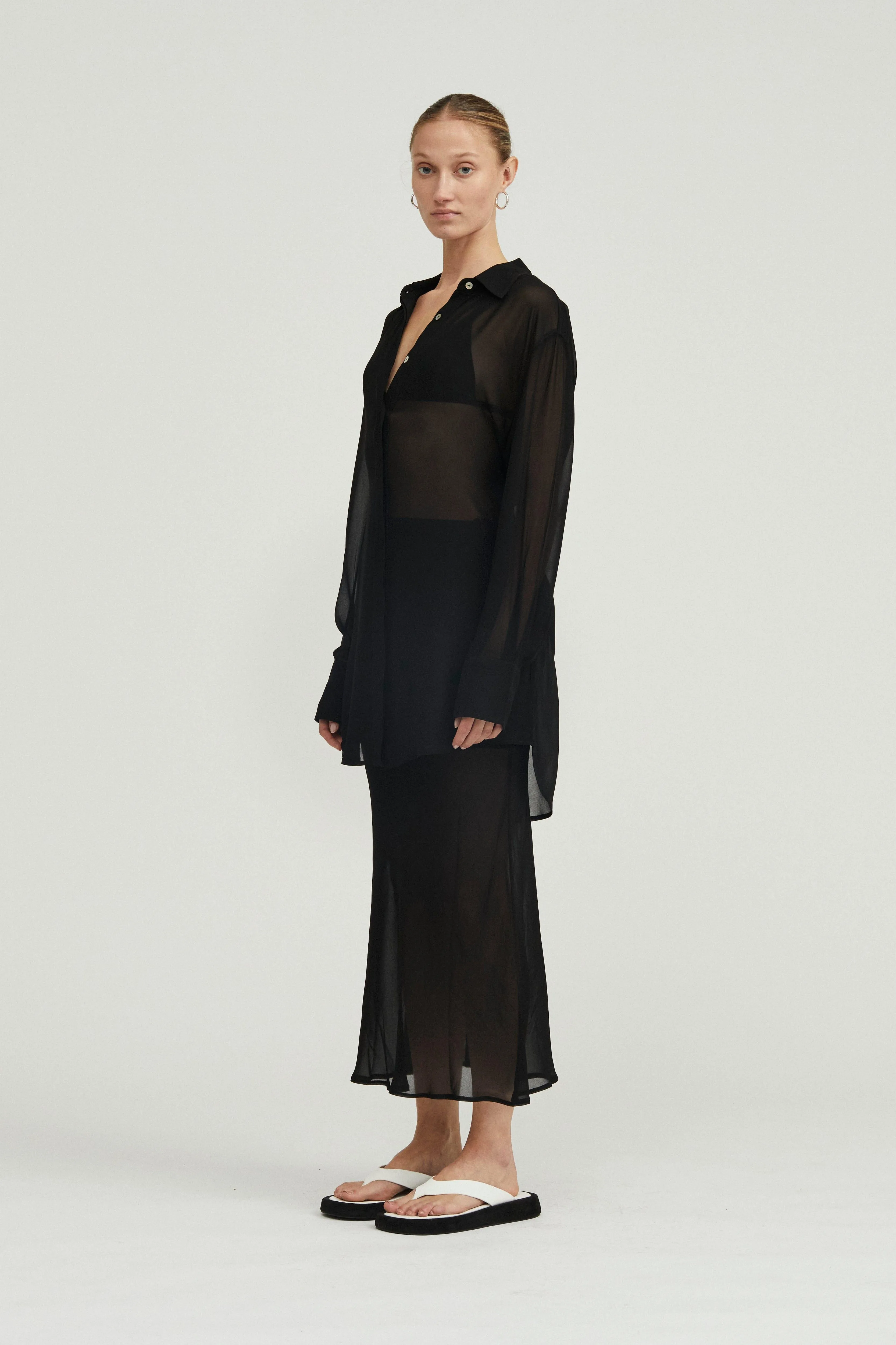 WISTERIA SHEER BIAS SKIRT | BLACK