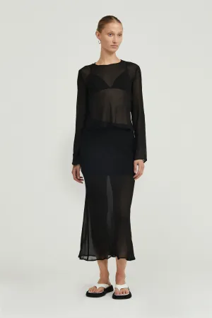 WISTERIA SHEER BIAS SKIRT | BLACK