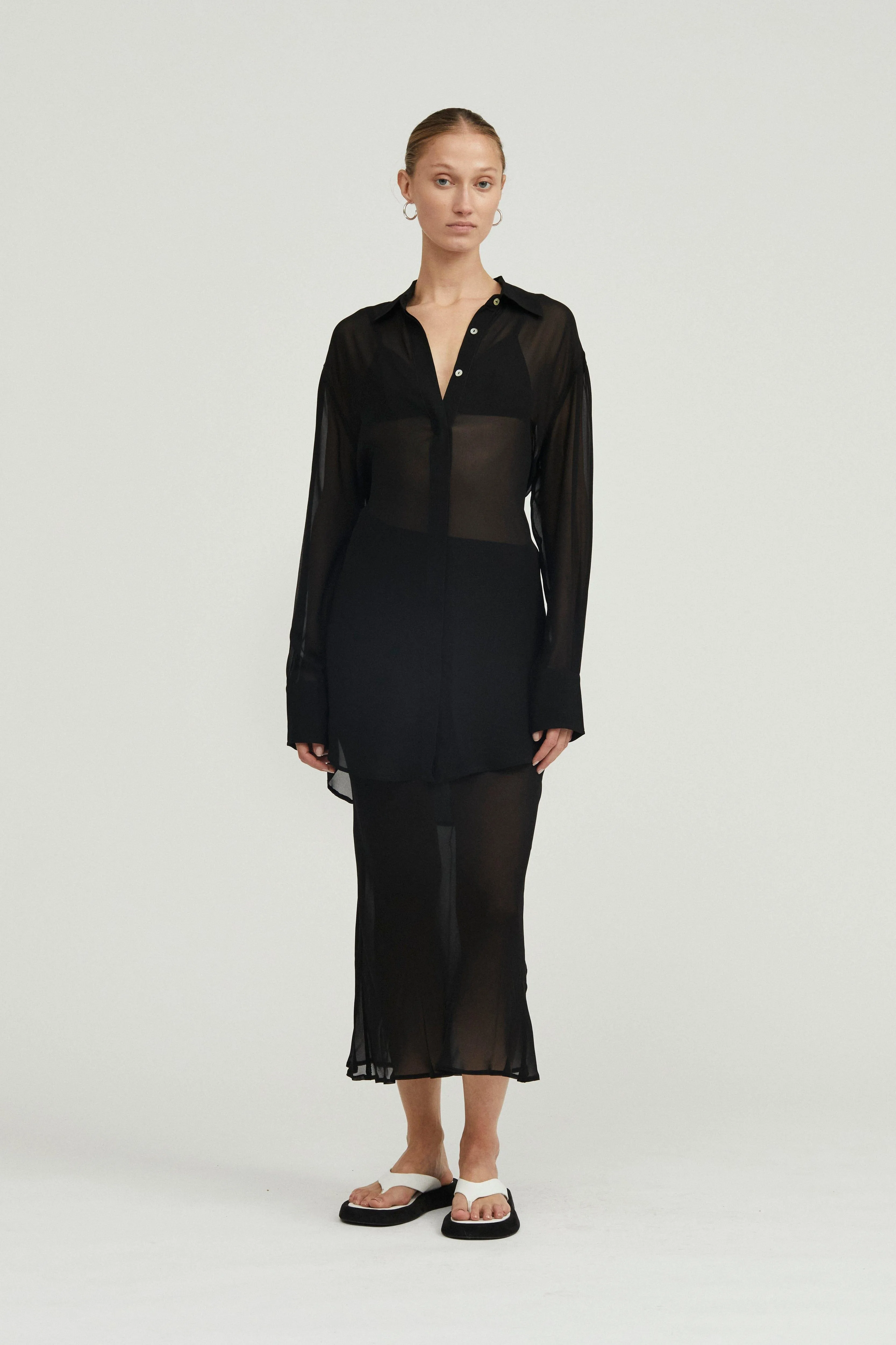 WISTERIA SHEER BIAS SKIRT | BLACK