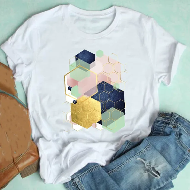 Women Short Sleeve Casual Graphic T-shirt