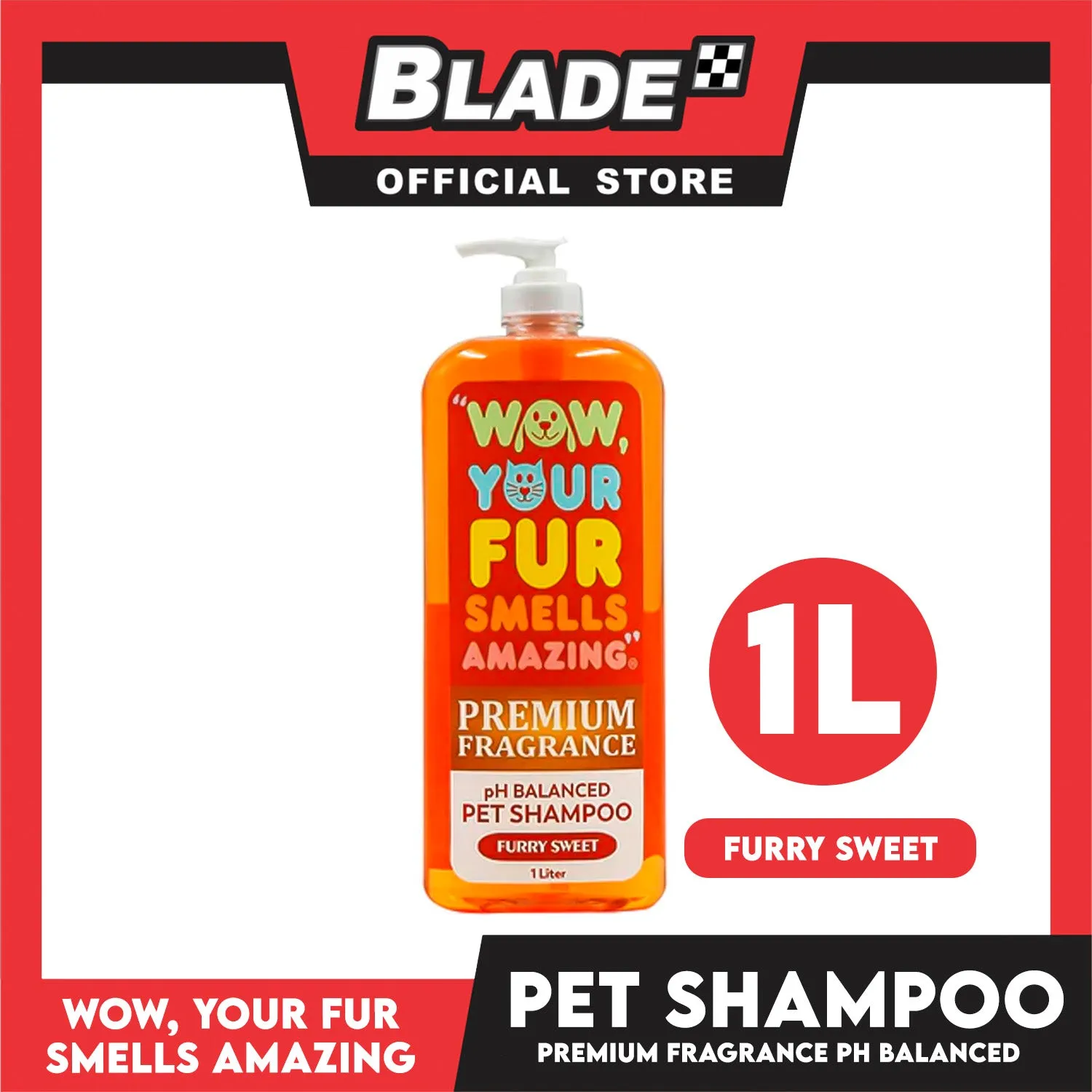 Wow, Your Fur Smells Amazing, Premium Fragrance pH Balanced Pet Shampoo 1L (Furry Sweet)