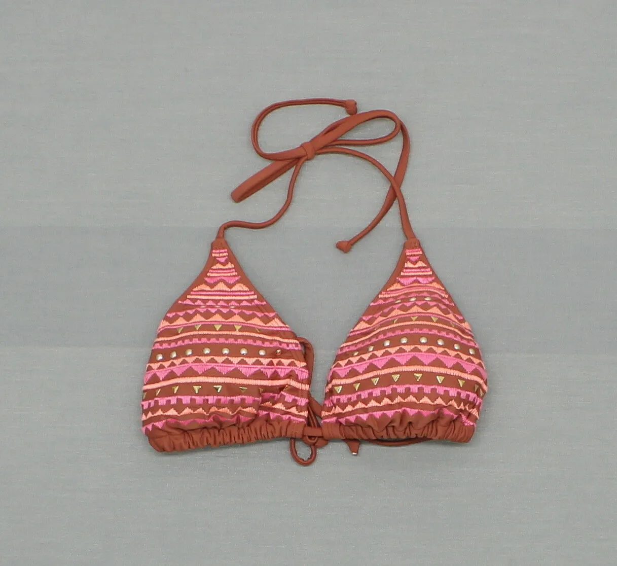Xhilaration Women's Embroidered Triangle Bikini Swim Top Cinnamon Medium
