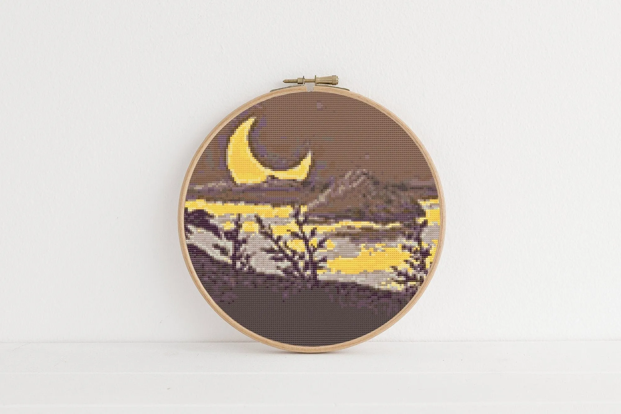 Yellow Moon Cross Stitch Pattern #807